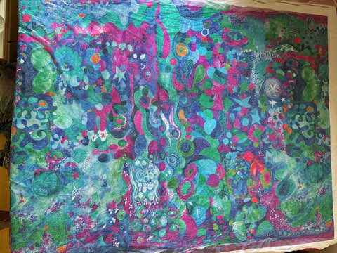 recycling Paillettenstoff Design "Zirkusfische"