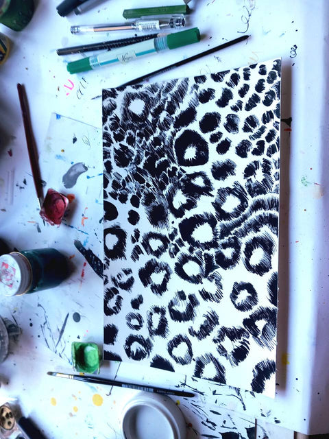 Bio Single Jersey Design "Leo schwarz weiß" Meterware