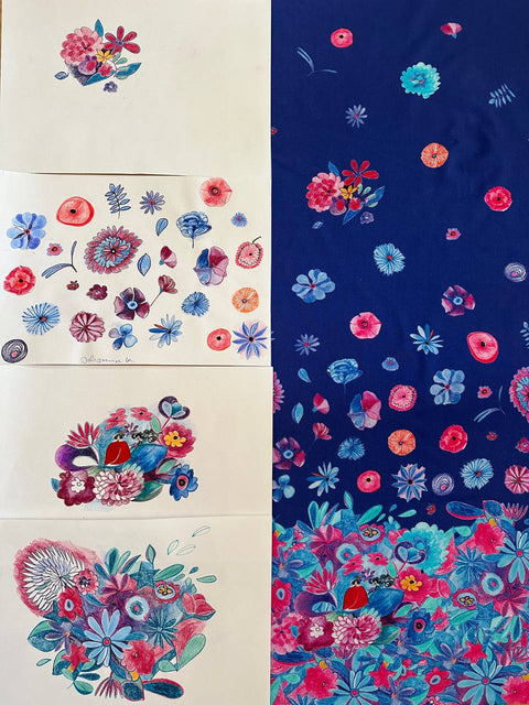 Webware Biobaumwolle Design „Blumenflug“