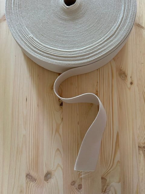 breites Bio Gummiband Gummi Baumwolle Naturkautschuk 5,7 cm creme elastisch